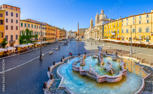 Navona Square (Piazza Navona) in Rome, Italy. Rome architecture and landmark. Piazza Navona is one of the main attractions of Rome and Italy. photo