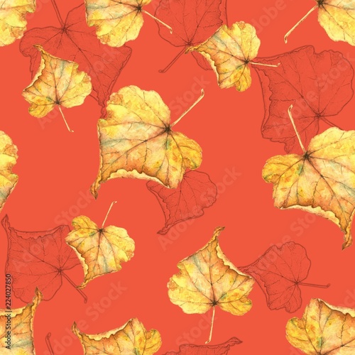 Wallpaper Mural Autumn foliage 3. Seamless watercolor pattern. Torontodigital.ca
