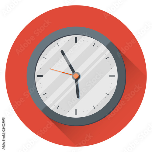 Free Download Wall Clock. 17:55. Five minutes to six. The end of the working day. On an orange background. Icon with highlights. Flat style. 10 eps - GFXLoad