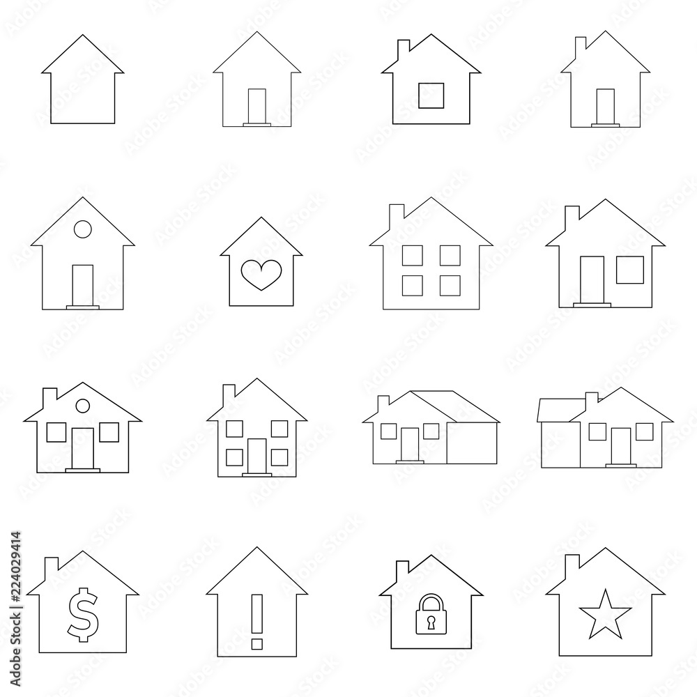 Simple collection of home related line icons. Thin line vector set of signs for infographic, logo, app development and website design. Editable move. 32x32 pixels.
