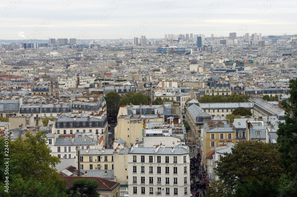 Rooftop skyline of Paris in autumn