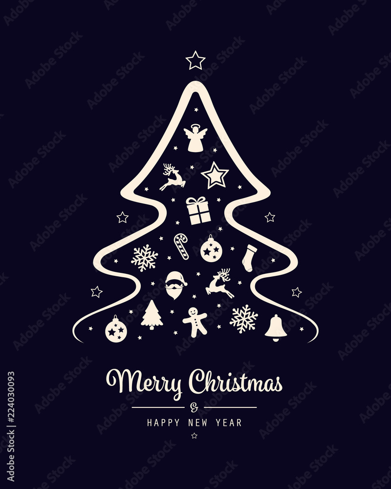 merry christmas tree icon elements card background merry christmas tree icon elements card background
