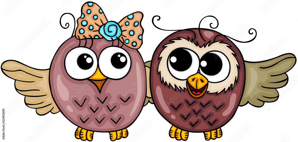 Fototapeta premium Cute couple owl