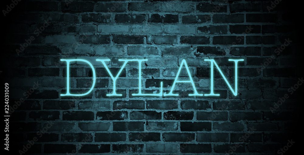first name Dylan in blue neon on brick wall Stock Illustration | Adobe Stock