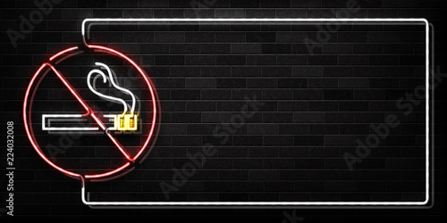 Vector realistic isolated neon sign of No Smoking frame logo for decoration and covering on the wall background.