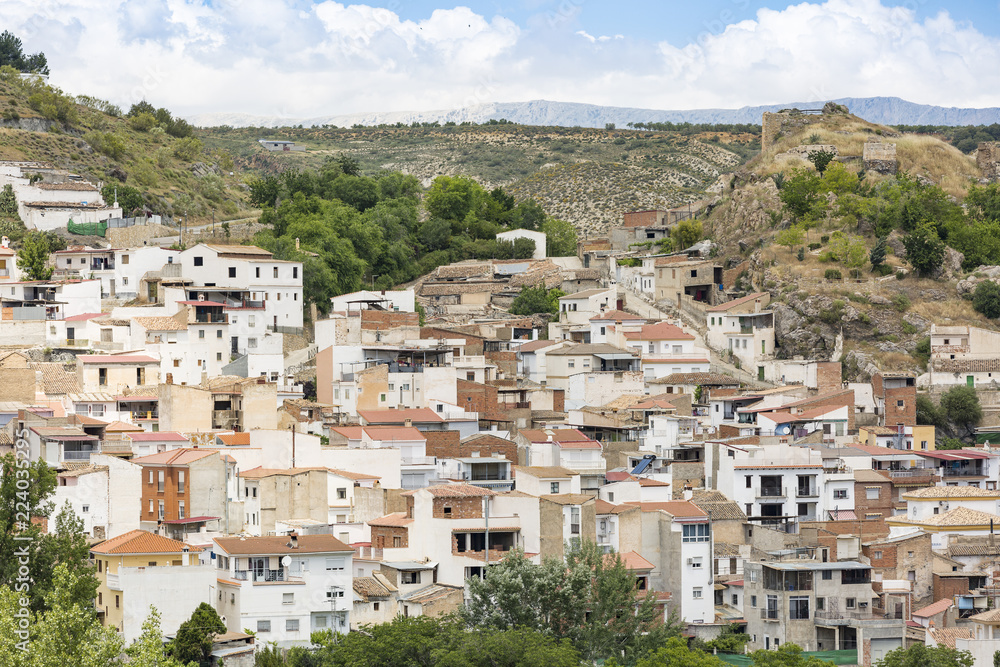 a view over La Peza town, province of Granada, Andalusia, Spain