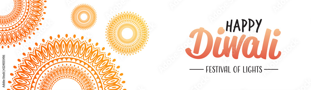 Naklejka premium Happy Diwali traditional Indian lights Hindu festival