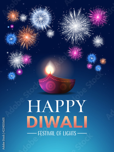 Happy Diwali traditional Indian lights Hindu festival