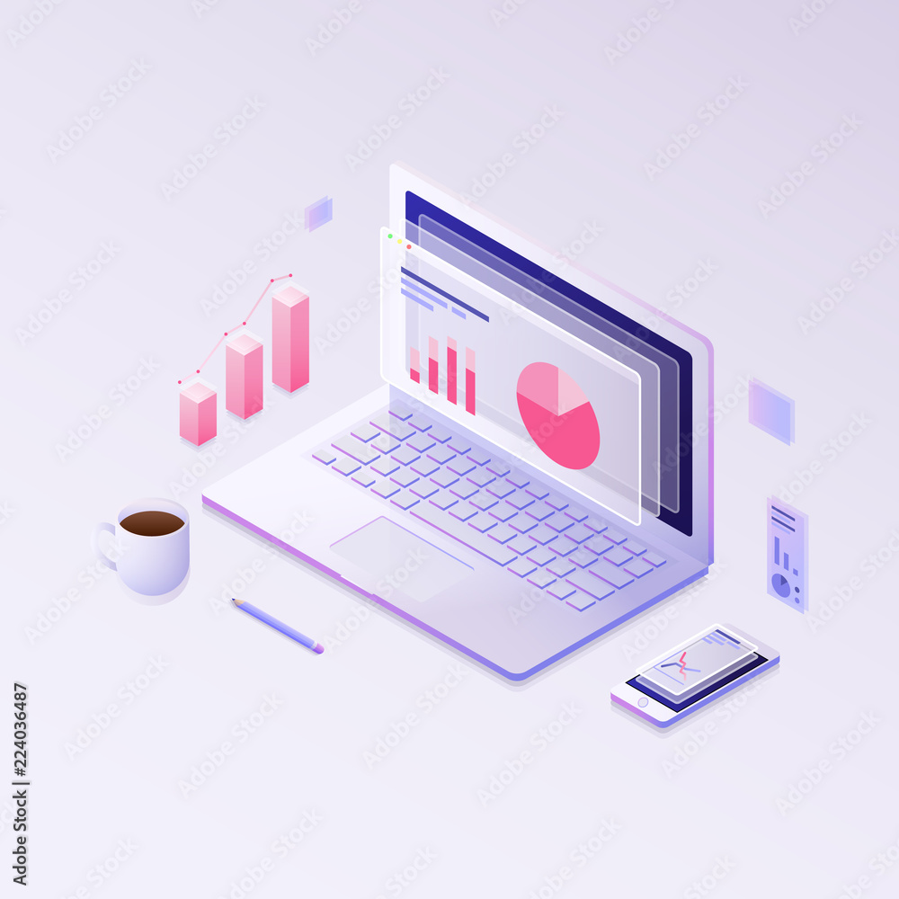 Big data concept. Isometric vector illustration