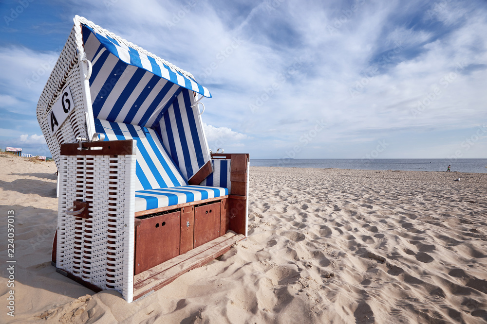 roofed wicker beach chair on baltic sea beach Stock Photo Adobe