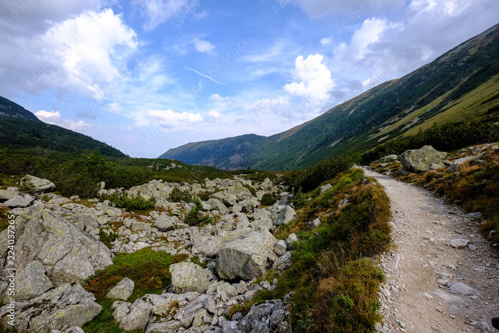 hiking trail in tatra mountains in Slovakia