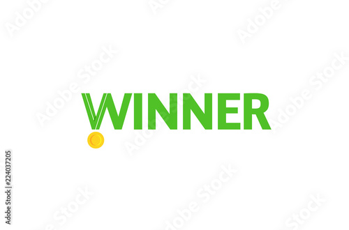 Creative Winner Text Medal Logo Symbol Vector Illustration