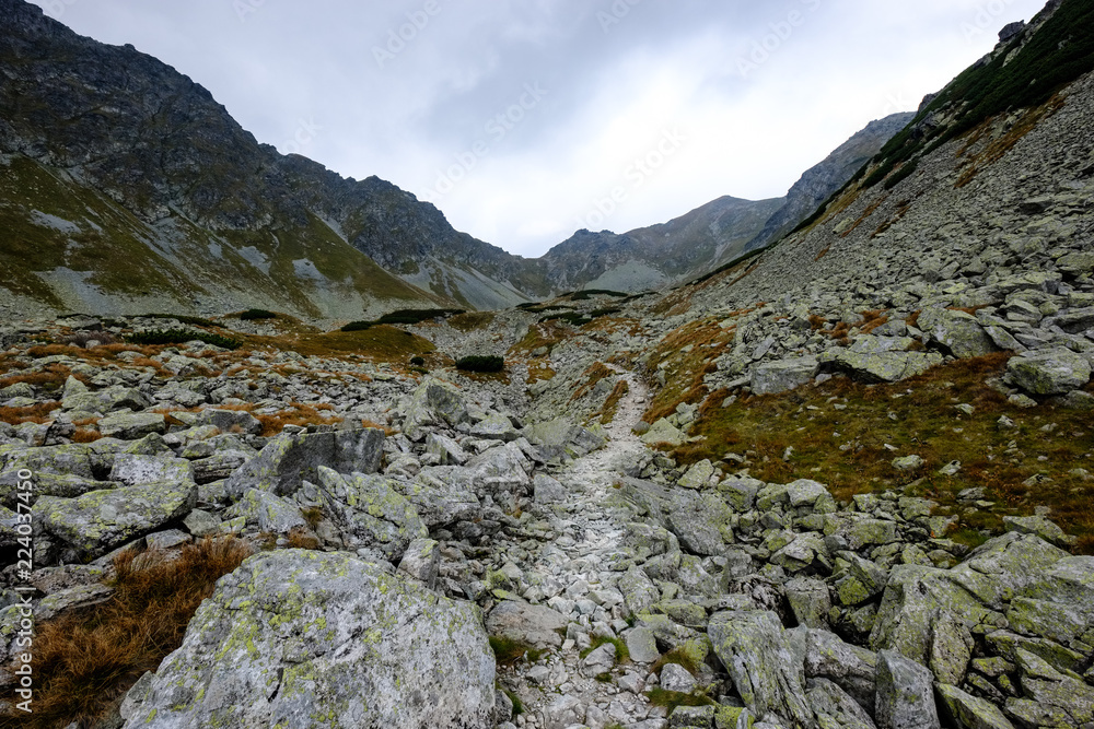 hiking trail in tatra mountains in Slovakia