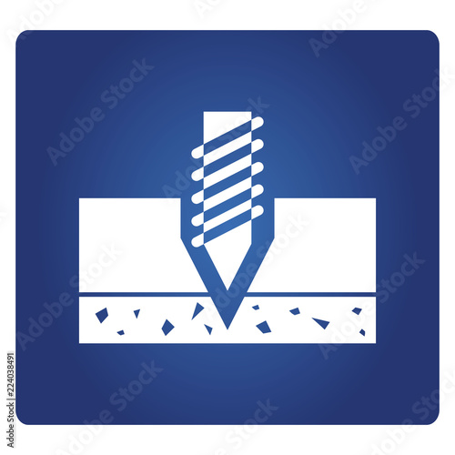 drill icon on blue background