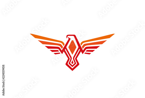 Creative Orange Phoenix Logo Symbol Vector Illustration