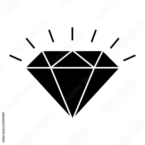 Shining diamond icon. Brilliant cut diamond or other gem side view. Vector Illustration 