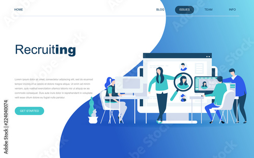 Modern flat design concept of Business Recruiting for website and mobile website development. Landing page template. Employer, businessman resources, hr job presentation. Vector illustration.