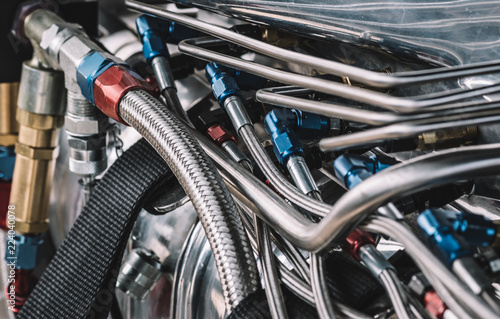 Dragster engine details, racing car, racing engine