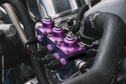 Dragster engine details, racing car, racing engine