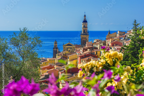 Old town architecture of Menton on French Riviera