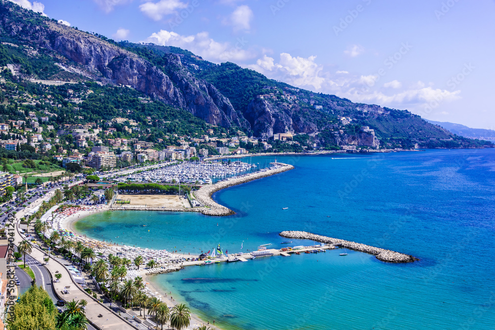 Panoramic view of Menton on French Riviera