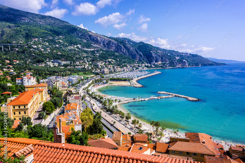 Panoramic view of Menton on French Riviera