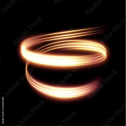 Golden shiny spiral lines effect holiday vector background. EPS10