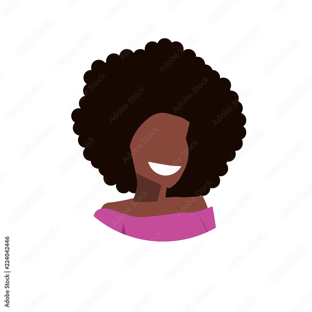 african american woman avatar happy lady face profile female cartoon  character portrait isolated flat vector illustration Stock Vector | Adobe  Stock