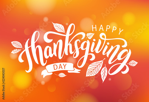 Happy thanksgiving. Hand drawn text Lettering card. Vector illustration.
