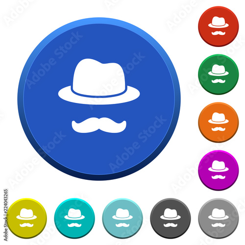 Incognito with mustache beveled buttons