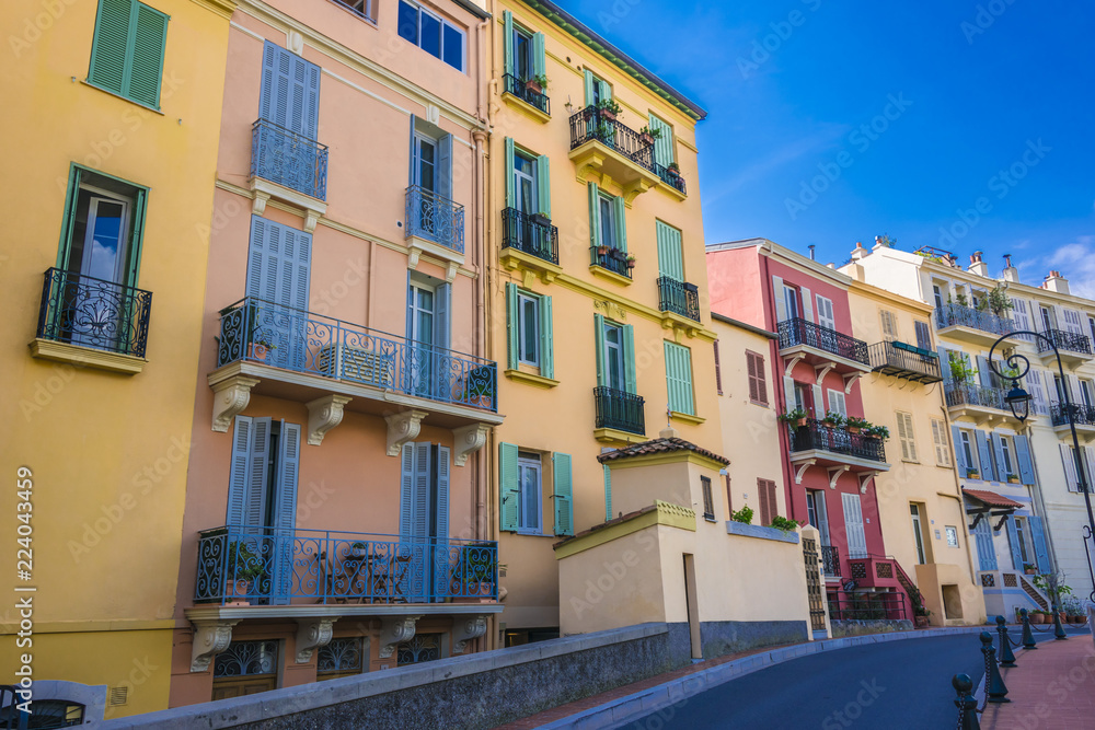 Architecture of the old town of Monaco on French Riviera