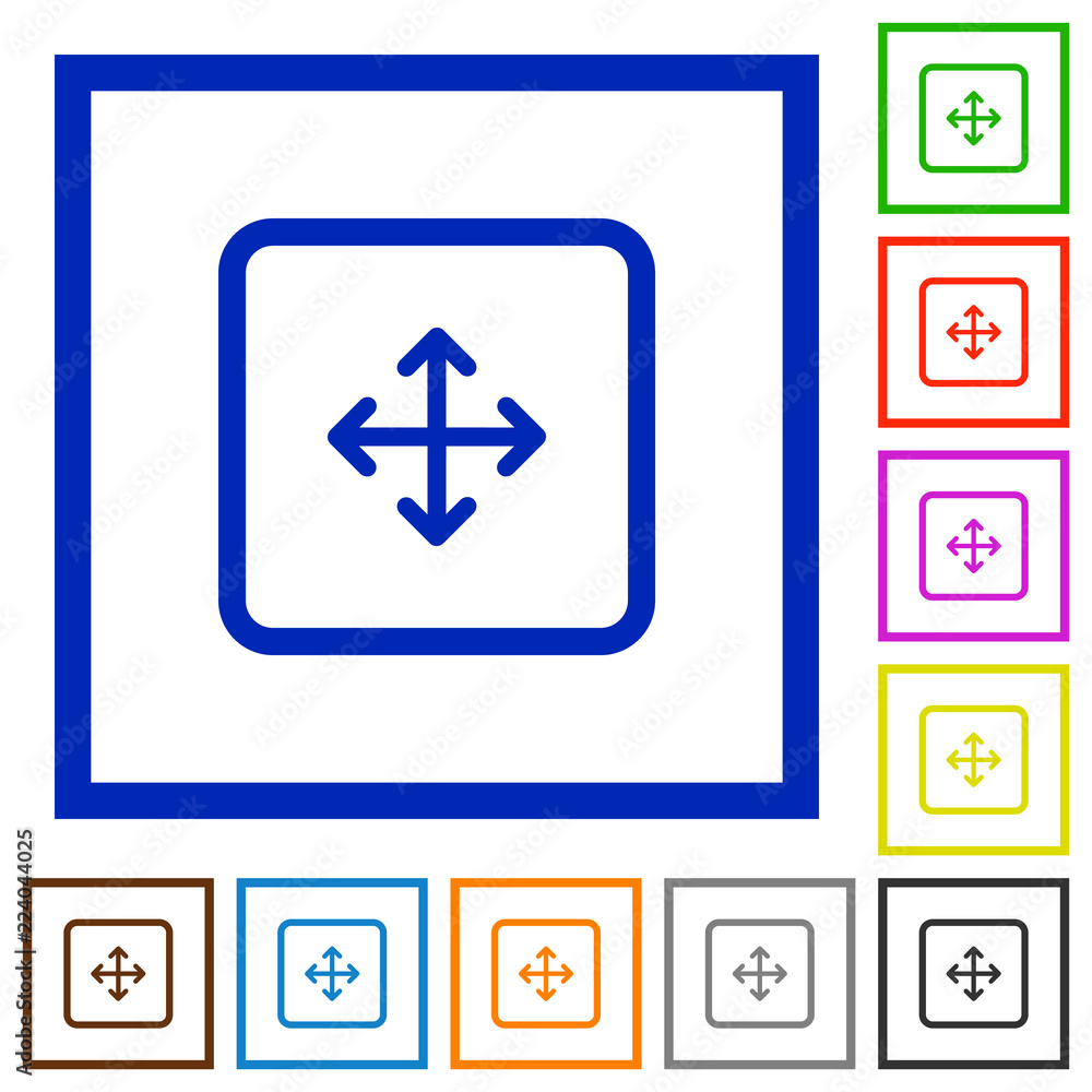 Drag object flat framed icons Drag object flat framed icons