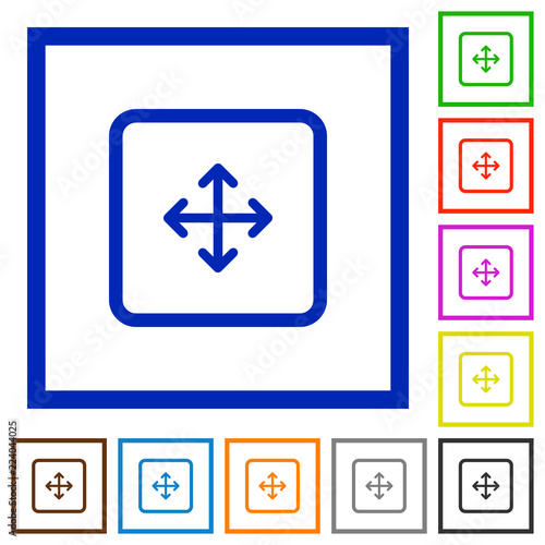 Drag object flat framed icons