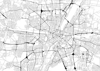 Monochrome city map with road network of Munich