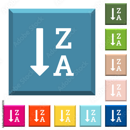 Alphabetically descending ordered list white icons on edged square buttons
