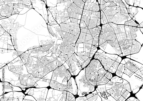 Monochrome city map with road network of Madrid