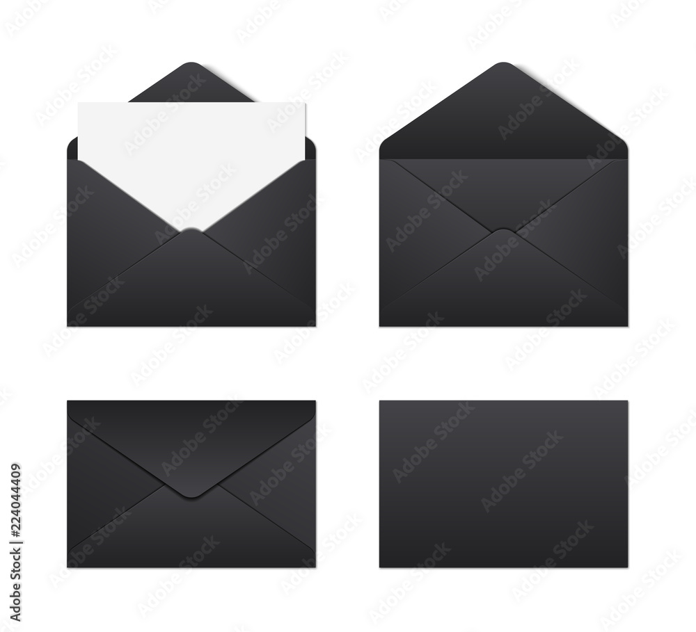Mockup realistic black envelopes Mockup realistic black envelopes