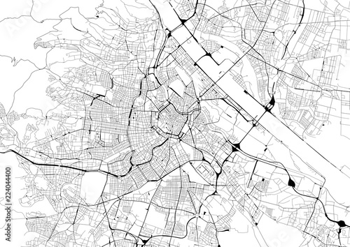 Fotografie Monochrome city map with road network of Vienna
