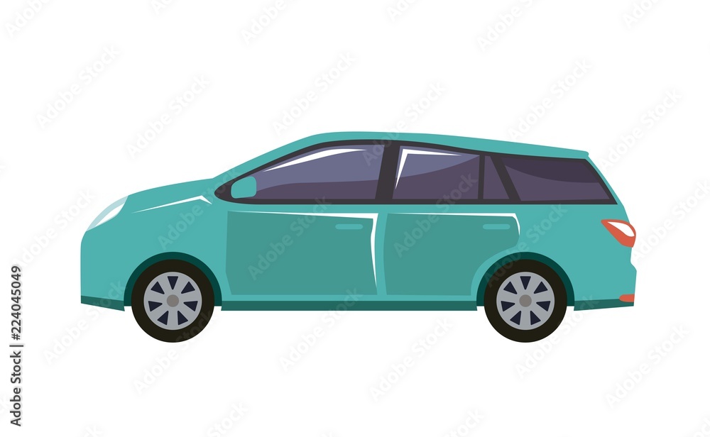 vectorial image of car in blue with tinted windows