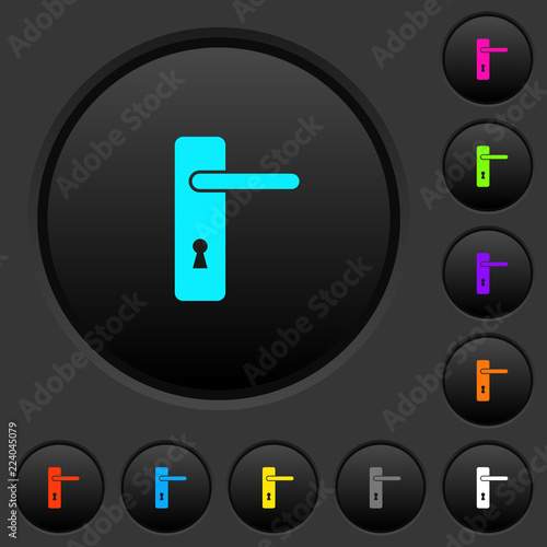 Right handed simple door handle dark push buttons with color icons