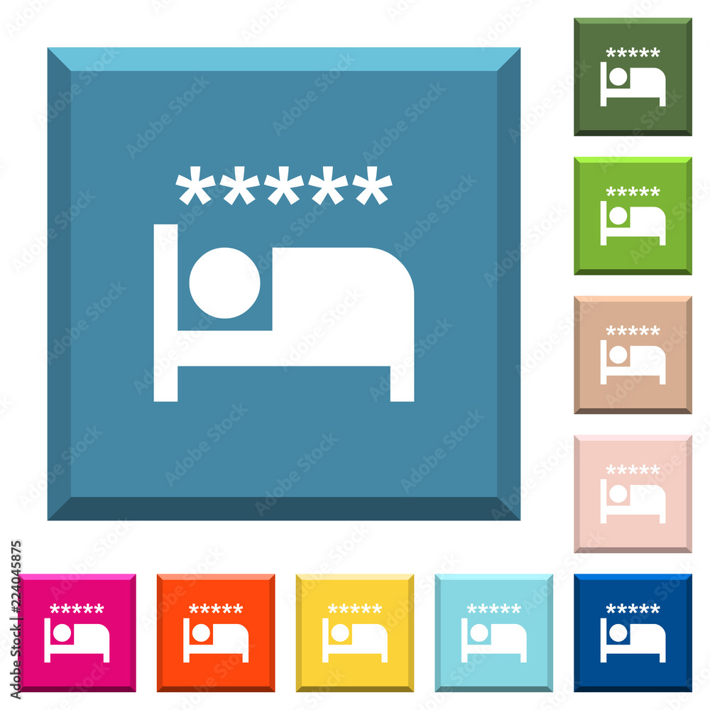 Luxury hotel white icons on edged square buttons Luxury hotel white icons on edged square buttons