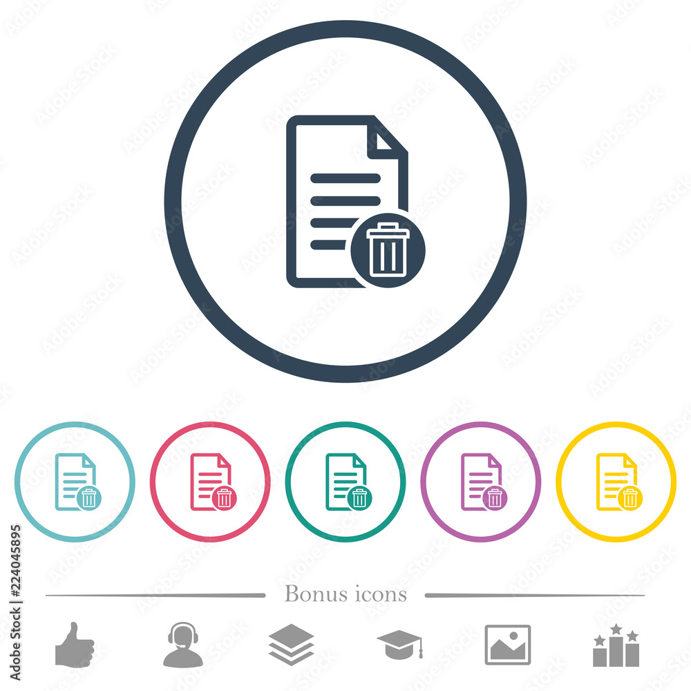 Delete document flat color icons in round outlines Delete document flat color icons in round outlines
