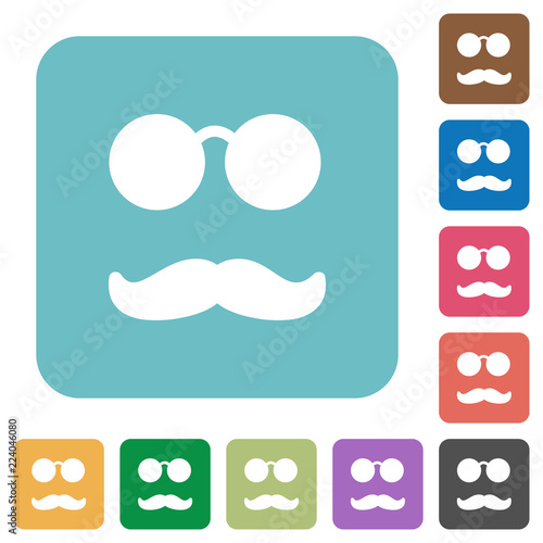 Glasses and mustache rounded square flat icons