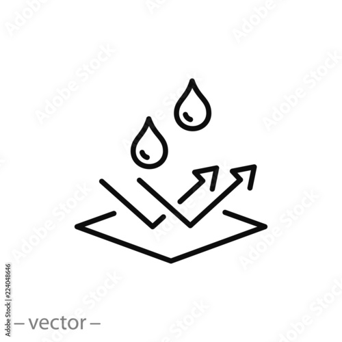 water repellent surface icon, linear sign isolated on white background - editable vector illustration eps10