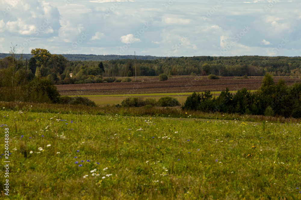 Fototapeta premium plowed field on a warm autumn day
