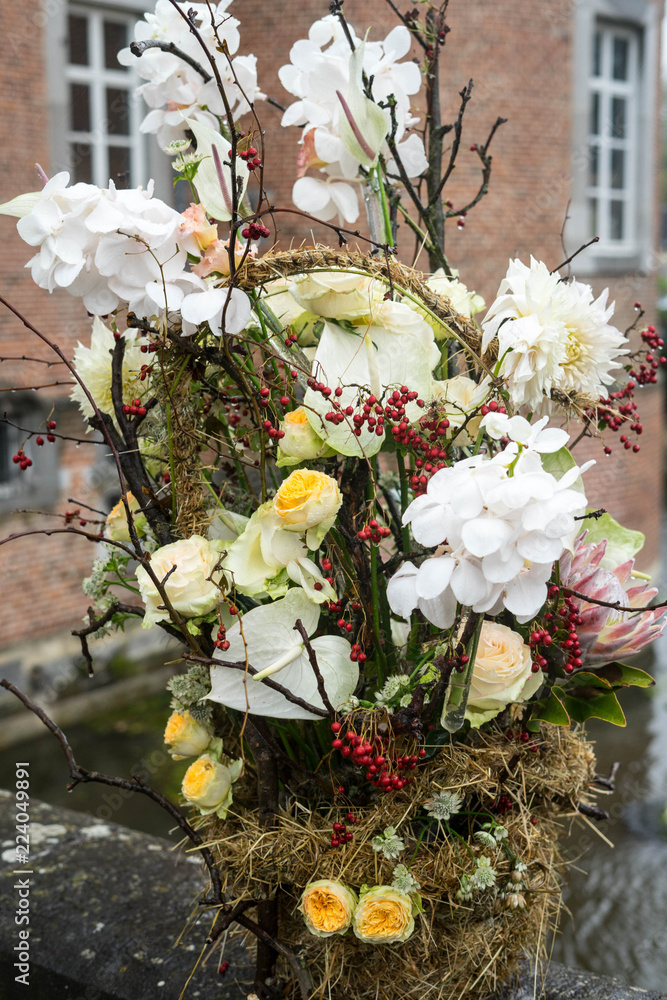 Floral arrangement at the Alden Biesen Castle, in Hasselt, Belgium