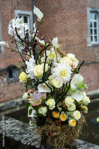 Floral arrangement at the Alden Biesen Castle, in Hasselt, Belgium photo