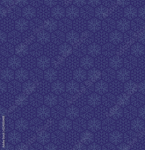 Purple geometric snowflakes winter seamless pattern