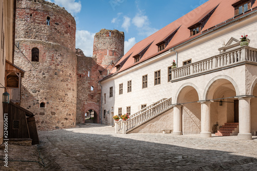 Courtyard of the Bauska Castle. Sunny summer day. Bauska, Latvia.  photo