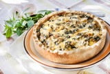 Cheese tart with cauliflower and mint
